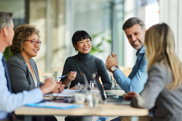 Diverse business team in modern office meeting